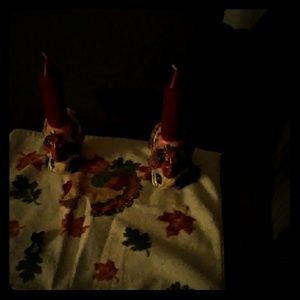 2 turkey candle holders